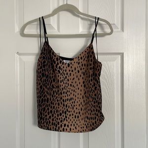 Good American Black and tan leopard spaghetti strap crop top